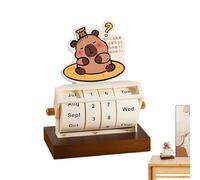 Calendrier perpétuel rotatif, calendrier rotatif, calendrier perpétuel de table perpétuel rotatoire, capibara perpétuel avec roues en bois - calendrier avec affichage de la date et du mois