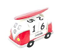 Calendrier perpétuel Van vintage en bois rouge