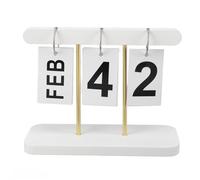 Calendrier perpétuel Vintage à rabat, grand écran, décor de bureau, pliable et réutilisable, en bois, pour le bureau et la maison (Blanche)