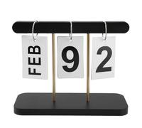 Calendrier perpétuel Vintage à rabat, grand écran, décor de bureau, pliable et réutilisable, en bois, pour le bureau et la maison (Noire)
