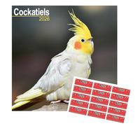 Calendrier Perruches Calopsittes 2026 | Calendrier mural carré | Calendrier mural de 16 mois | De septembre 2025 à décembre 2026 | Avec autocollants d’organisation GRATUITS