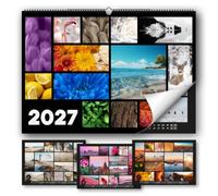 Calendrier photo XL Timr 2026 - calendrier mural DIN A2 horizontal - papier photo mat 250 g/m² avec reliure spirale - calendrier photo couleur nature, animaux, paysages, collage I tr404