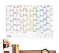Calendrier Poster Mural Pour L Année 2026 | Matériel De Planification D Emploi Du Temps,Calendrier Planificateur De Janvier À Décembre 2026,Pour École Voyage Travail Appartement Dortoir Hôtel Salle De