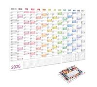 Calendrier pour 2026 | Accessoire de planification horaire, calendrier mural de janvier 2026 à décembre, pour chambre à coucher, école, voyage, appartement, dortoir, hôtel, salle de classe