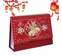 Calendrier pour bureau | Festival du printemps avec espace d'écriture, calendrier du Nouvel An lunaire 12 mois | Pour salle à manger, salon, chambre à coucher, étude, étudiants, , adultes