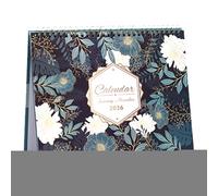 Calendrier pour bureau, organiseur de bureau esthétique, planificateur à spirales, design décoratif floral, 24 x 25 x 1 cm, idéal pour les femmes, la maison, le bureau, la salle de classe, l'école