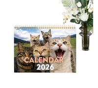 Calendrier pour chats - 2026 Calendrier mural de chat | Note -2026 Tableau de bureau mensuel pour la famille Organisation d'étude Amis de planification d'école de travail