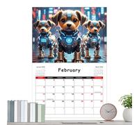 Calendrier pour chiens 2026 - Planificateur technologique canin de 12 mois, calendrier mensuel des animaux | pour maison, salon, chambre, bureau, étudiants, enseignants, atelier ou résidence