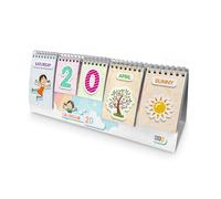 Calendrier pour Enfant | Jeux Educatif Amusant et Intemporel | Permet d'apprendre les jours et les mois et saisons et temps Onglets combinables avec illustrations (Anglais)