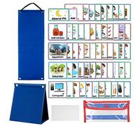Calendrier pour enfants, plaques de feutre, calendrier visuel avec 70 cartes de routine allemandes et points Velcro, calendrier autisme, cartes de vision, cartes graphiques pour la maison, l'école
