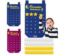 Calendrier Ramadan 2024, Decoration Ramadan 2024, Calendrier Ramadan pour Enfants, Calendri Ramadan, Calendrier du Compte à Rebours Eid Mubarak, pour Décoration Ramadan et Ramadan Mubarak (Bleu-B)