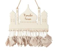 Calendrier Ramadan 2026 en Bois, Ramadan Decoration avec 30 Sac en Tissu, Ramadan Mubarak Decoration, Calendrier Ramadan Suspendre, Eid Décoration Calendrier de L'avent de Mural Deco de Porte Enfant