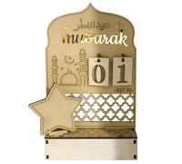 Calendrier Ramadan en bois, Ramadan Calendrier Eid Mubarak Décoration,CalendrierduRamadan avec Guirlande Lumineuse Led,2026 Ramdan Advent Calendar DIY pour Fête
