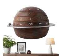 Calendrier rotatif en bois - Affichage du compte à rebours rotatif de style terre, ornement de date perpétuelle de bureau, fonction de réglage de rotation fluide pour la maison et le bureau, accent de