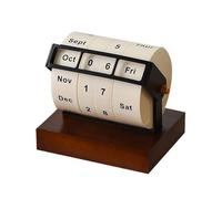 Calendrier rotatif journalier à feuilletage en bois style vintage, perpétuel, réutilisable, ornement, compte rebours manuel, dortoir Pour Bureau
