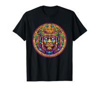 Calendrier sacré Masque Guerrier aztèque Ancien Cercle T-Shirt