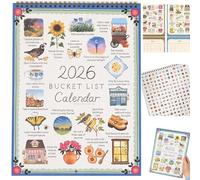 Calendrier seau 2026, calendrier mural inspirant de 12 mois avec pages illustrées, planificateur à suspendre à spirale pour ralentir et savourer les saisons, cadeau de décoration d'intérieur (1PC)