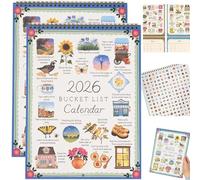 Calendrier seau 2026, calendrier mural inspirant de 12 mois avec pages illustrées, planificateur à suspendre à spirale pour ralentir et savourer les saisons, cadeau de décoration d'intérieur (2PCS)