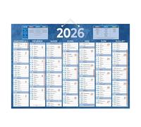 Calendrier semestriel mural 2026 - 38,5 x 54 cm - bleu