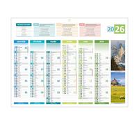 Calendrier semestriel mural 2026 - 4 saisons - 32 x 42 cm