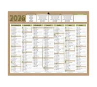 Calendrier semestriel mural 2026 Natura - 21 x 26,5 cm
