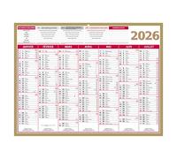 Calendrier semestriel mural 2026 - Or - 32 x 42 cm
