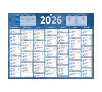 Calendrier semestriel mural 2027 - 32 x 42 cm - bleu