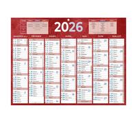Calendrier semestriel mural 2027 - 32 x 42 cm - rouge