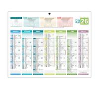 Calendrier semestriel mural 4 saisons 2026 - 26,5 x 21 cm
