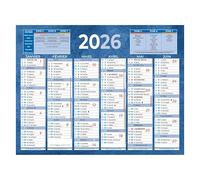 Calendrier semestriel mural année 2026 - 13,5 x 17,5 cm - bleu