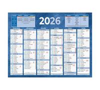 Calendrier semestriel mural année 2027 - 13,5 x 17,5 cm - bleu