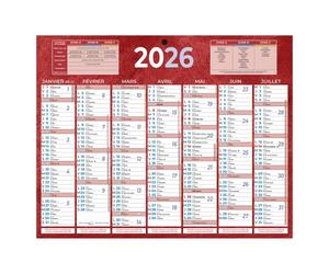 Calendrier semestriel mural année 2027 - 21 x 26,5 cm - bleu