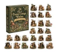 Calendrier Sorcières 24 Jours Acrylique 2D Pendentifs | Calendrier de l'Avent sur le thème du coven des sorcières avec 24 pendentifs en acrylique 2D.