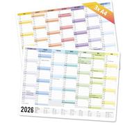 Calendrier tableau 2026, format A4, paysage, 14 mois avec vacances et jours fériés allemands, carton rigide, planificateur annuel, calendrier mural, calendrier annuel « Rainbow » de décembre 25 à