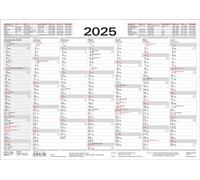 Calendrier tableau A3 2025 : 14 mois à l'avant et à l'arrière I Dates de vacances et jours fériés