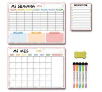 Calendrier tableau blanc avec marqueur effaçable pour réfrigérateur, planificateur hebdomadaire, tableau blanc, calendrier magnétique effaçable