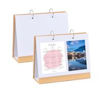 Calendrier Vierge,Lot De 2 Calendrier De Bureau DIY,Calendriers Personnalisé,Bricolage Mémo Planificateur Temps,Pour Bureau, École (Jaune)