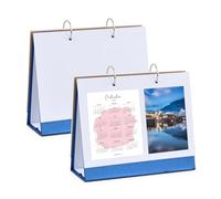 Calendrier Vierge,Lot De 2 Calendriers De Bureau Diy,Calendrier Personnalisé,Bricolage Mémo Planificateur Temps,Pour Bureau, École (Bleu)