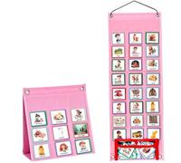 Calendrier visuel pour enfants, 1 ensemble de calendrier visuel pour enfants, tableau de planification comportementale hebdomadaire avec 96 cartes suspendues, tableau routine d'apprentissage pliab