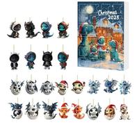 Calendriers A-vent De Noël 2025 - Calendrier De Compte À Rebours De Noël Avec Pendentif Dragon En Acrylique 2D De 24 Jours, Décoration D'arbre De Noëls, Jouet De L'Avent Pour Trois, Voiture