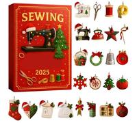 Calendriers Avents coutur-e 2025 | Calendrier compte rebours Noël 24 jours pour ornements coutur-e 2025 | Accessoires coutures 2D Pendentif Calendriers Avents | Outil coutures décorations d'arbre noël