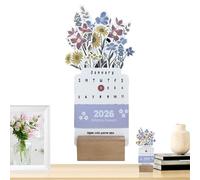 Calendriers de bureau | Calendrier vase à fleurs - Planificateur mensuel - Accessoires de table floraux pour cheminée, table, étagère de cuisine, armoire, comptoir, fenêtre, comptoir