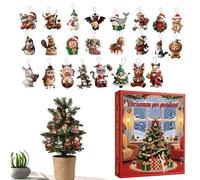 Calendriers De L Avent | 24 Jours Acrylique 2D 2025 Decoration D Interieur - Calendrier À Pendentifs Animaux Pour Noël | Pour Adultes Collectionneurs Amateurs D Animaux Mur Fenêtre