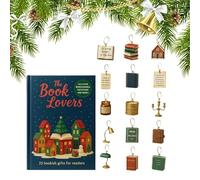 Calendriers de l Avent de Noël, Décoration de Noël Livres 25 Jours en Acrylique 2025, Décoration de Fête à Pendentifs Collectionnables, Cadeau pour Amateurs de Littérature