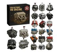 Calendriers De L'Avent 2025 À Collectionner : Moteur V8, Calendrier Compte À Rebours De Noël 24 Jours Avec 24 Pendentifs De Moteur En Acrylique Plats 2D, Pour Les Passionnés De Voitures