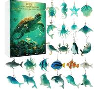 Calendriers De L'Avent 2025 Sur La Vie Marine, Calendrier De Compte À Rebours De Noël De 24 Jours Sur Le Thème De Mer, Pendentifs D'animaux En Acrylique 2D Pour Enf-ants Et Collectionneurs