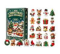 Calendriers de l'Avent 24 jours avec mini ornements en brique de Noël 2026 | Conceptions acryliques 2D, boucles suspendues, décor d’arbre et de couronne, affichage festif des fêtes