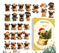 Calendriers De L'avent Amusants Avec Des Bouledogues Français 2025, Calendrier De Compte À Rebours De Noël 24 Jours Avec 24 Pendentifs Carlins 2D Acrylique Plat, Pour Table Étagère Entrée Fenêtre