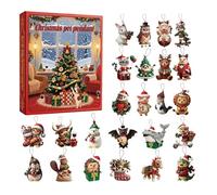 Calendriers De L'Avent Animaux De Noël 2025, Calendrier Du Compte À Rebours De Noël 24 Jours Avec De Jolis Pendentifs Animaux En Acrylique 2D Décorations Pour Mur, Porte, Arbre, Fêtes, Voiture