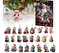 Calendriers de l'Avent, Cat Advent Calendar 2025, 24 Days Ornament Advent Calendar for Pets, Cute Cats Advents Calendar for Cats Lovers Home Décor (E)